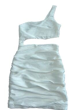 SHEIN: One-Shoulder White Textured Cutout Dress: Size XS